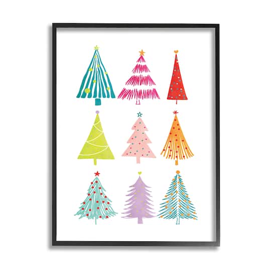 Stupell Industries Varied Fun Christmas Trees Framed Giclee Art